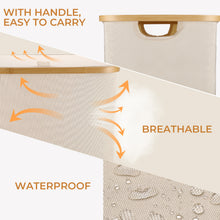 Load image into Gallery viewer, Laundry Basket with Lid, 100L Large Laundry Collector Storage Basket with 2 Removable Washable Laundry Bags, Foldable Big Laundry Sorter Made of Bamboo and Oxford Fabric for Bedrooms, Bathroom