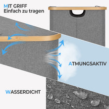 Load image into Gallery viewer, Laundry Basket with Lid, 60L Collapsible Laundry Hamper with Washable Laundry Bag, Waterproof Laundry Sorter Made of Bamboo and Oxford Fabric for Bedroom, Toys and Clothing Organization