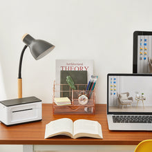 Load image into Gallery viewer, UPGRADE Desk Organizer, Mesh Office Supplies Desk Accessories, Office Desktop Pen Holder Caddy with 5 Compartments and 1 Large Drawer for School Office Bedroom Home (Rose gold)