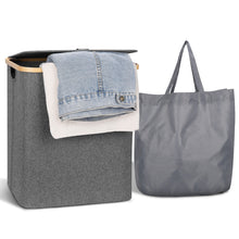 Load image into Gallery viewer, Laundry Basket with Lid, 60L Collapsible Laundry Hamper with Washable Laundry Bag, Waterproof Laundry Sorter Made of Bamboo and Oxford Fabric for Bedroom, Toys and Clothing Organization