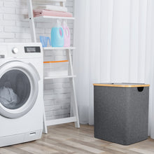 Load image into Gallery viewer, Laundry Basket with Lid, 60L Collapsible Laundry Hamper with Washable Laundry Bag, Waterproof Laundry Sorter Made of Bamboo and Oxford Fabric for Bedroom, Toys and Clothing Organization