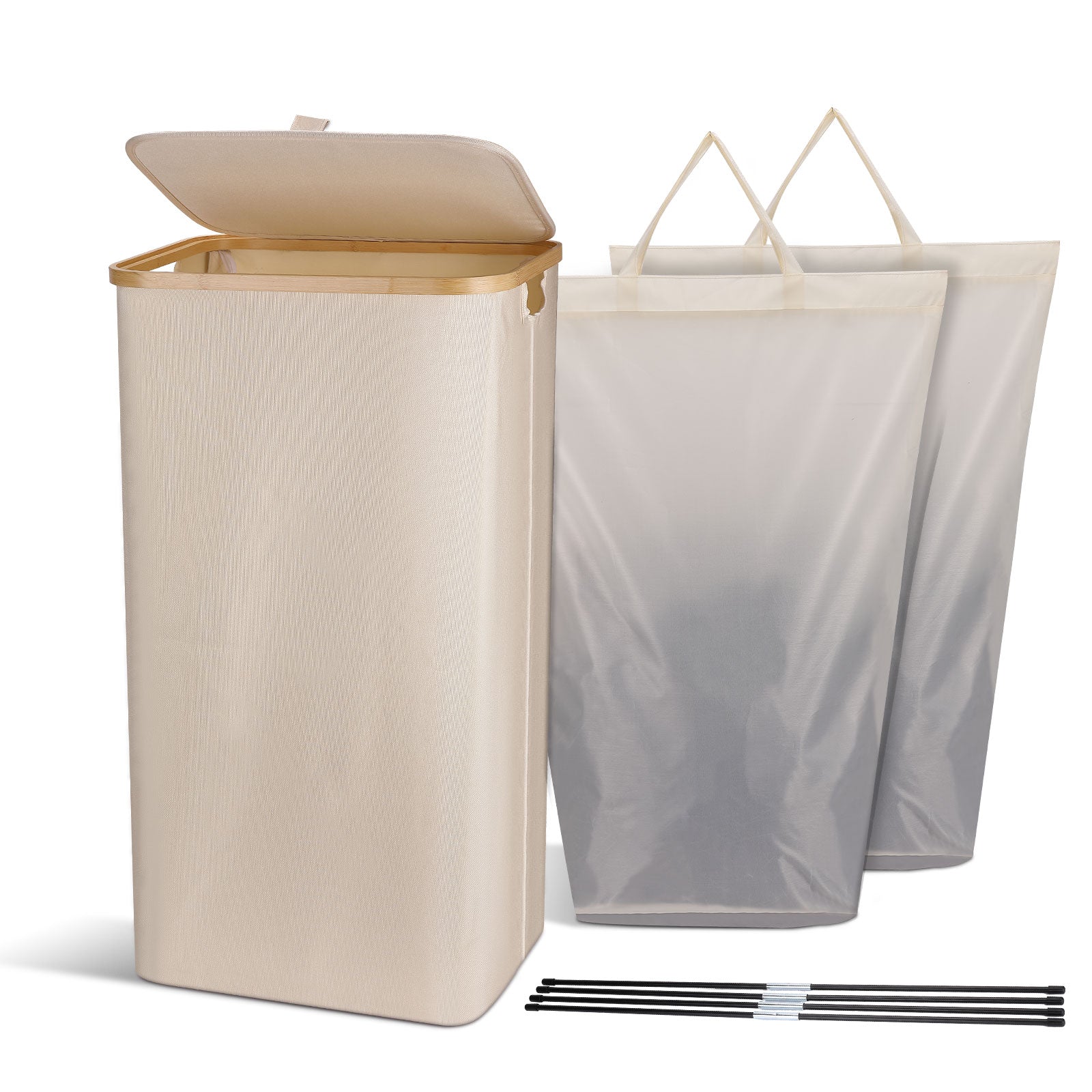 Laundry Basket with Lid, 60L Collapsible Laundry Hamper with